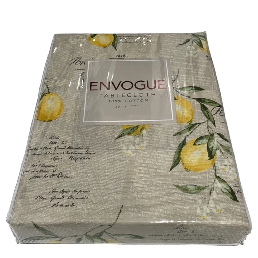 Envogue cotton tablecloth. French farmhouse style with lemons. NWT